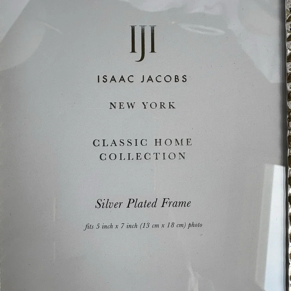 Isaac Jacobs NY Silver Plated 5x7 Picture Frame Hammered Classic Home